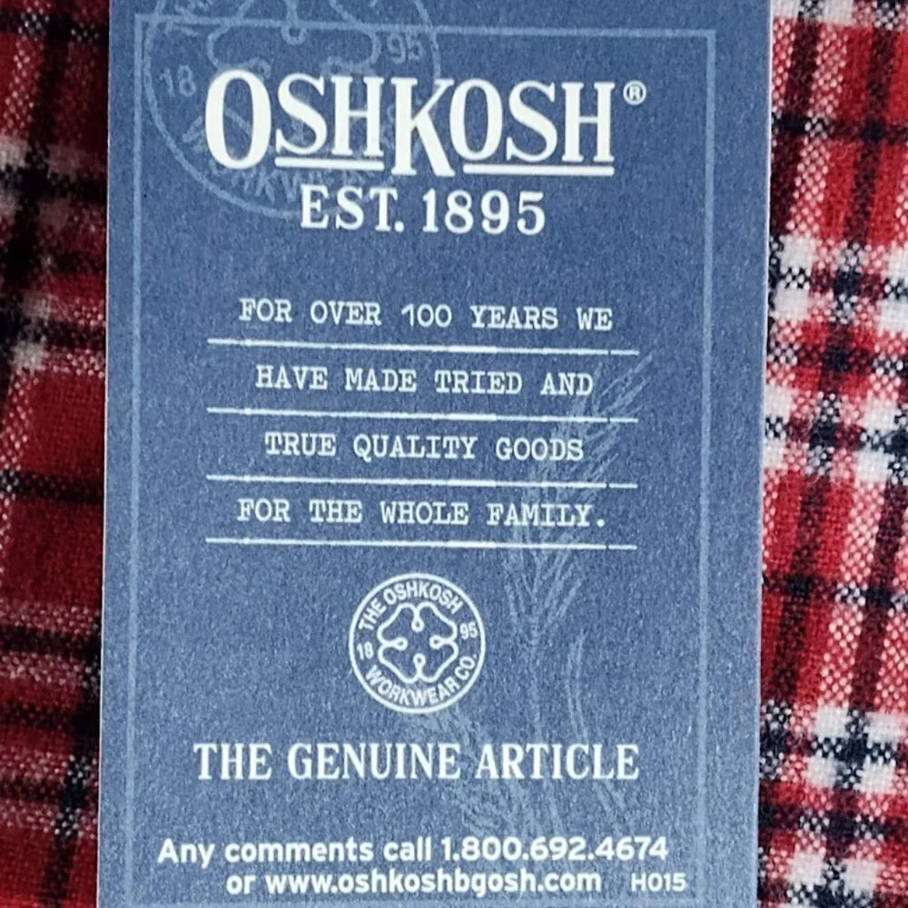 2 OshKosh Baby 18 Month Cotton Plaid Flannel Long Sleeve Shirts NWTs